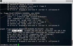 How to Setup SSH Server on Kali Linux - ifconfig command to find IP address