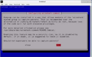 Installing Full Version of Kali Linux on Raspberry Pi 3-wireshark configuration