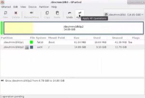 Resize Kali Linux Partition for Raspberry Pi-apply resize for gparted