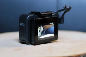 The Display Mod folded over top of the GoPro main display