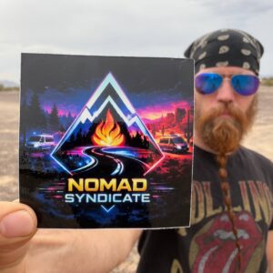 Holographic Nomad Syndicate Logo Sticker Yellow