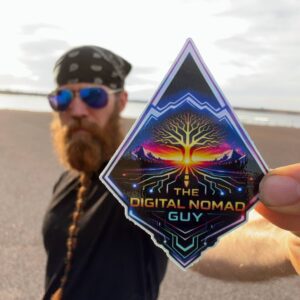 Digital Nomad Guy Holographic Sticker – 2.5 Inch